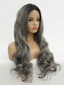 Rooted Dark Gray Lace Front Wig 628