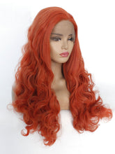 Load image into Gallery viewer, 26&quot; Rust Red Wavy Lace Front Wig 481