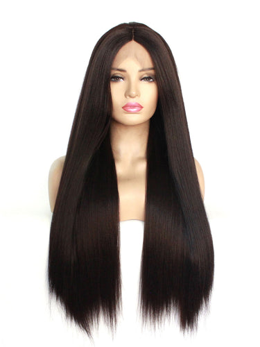2# Darkest Brown Yaki Lace Front Wig 446