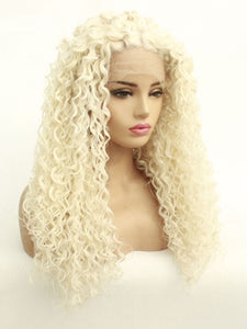 60# White Blonde Curly Lace Front Wig 425