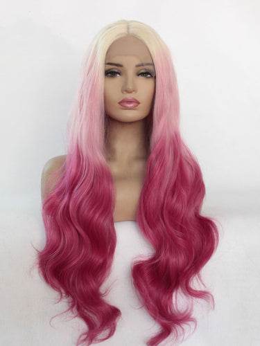 Blonde Root Gradient Pink Lace Front Wig 447