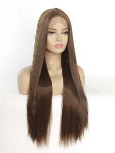 26" 8# Light Chestnut Brown Lace Front Wig 473