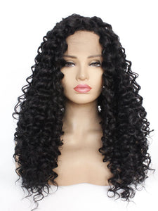 26" Black Curly Lace Front Wig 483