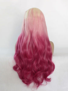 Blonde Root Gradient Pink Lace Front Wig 447