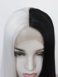 Half White Half Black Lace Front Wig 153