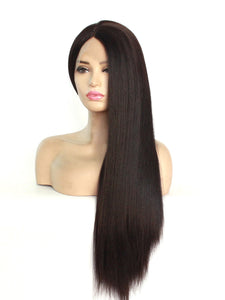 2# Darkest Brown Yaki Lace Front Wig 446