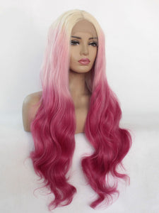 Blonde Root Gradient Pink Lace Front Wig 447