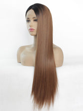 Load image into Gallery viewer, 26&quot; Rooted Auburn Lace Front Wig 445