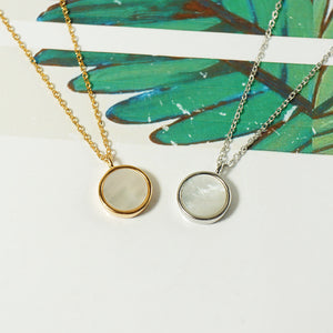 925 Silver Round Shell Necklace YS001