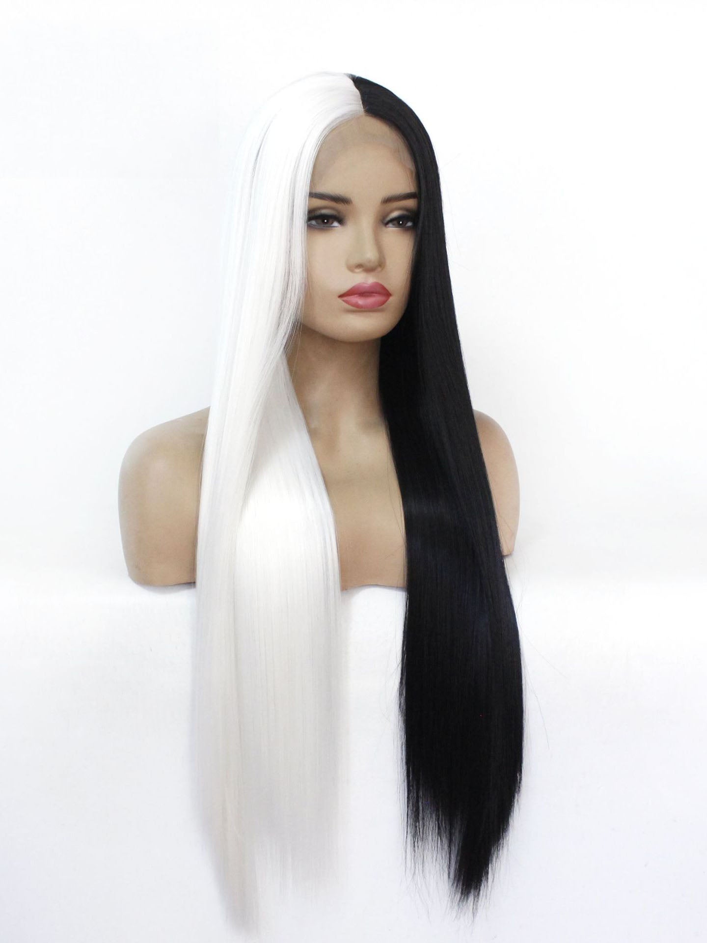 Dynamic Half Black Half White Wig View in HD Dynamic Half Black Half White Wig View in HD
