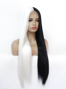 Half White Half Black Lace Front Wig 153