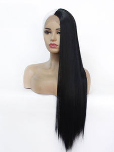 Half White Half Black Lace Front Wig 153