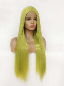 26" Mustard Green Lace Front Wig 444