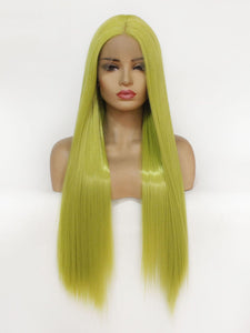 26" Mustard Green Lace Front Wig 444