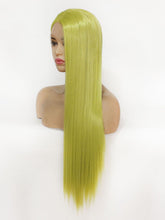 Load image into Gallery viewer, 26&quot; Mustard Green Lace Front Wig 444