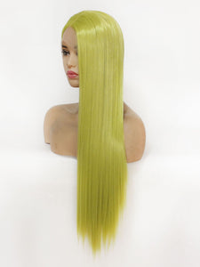 26" Mustard Green Lace Front Wig 444