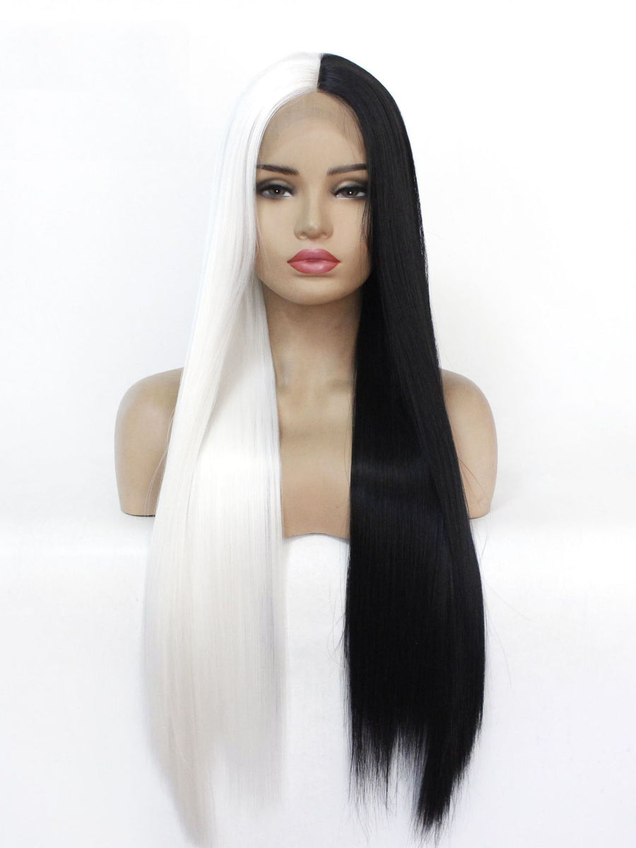 Half White Half Black Lace Front Wig 153 – diosawigs