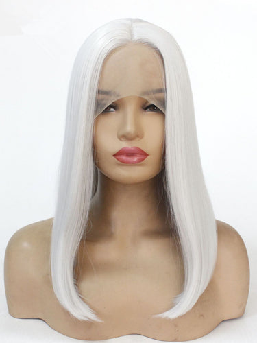 Light Silver Grey Bob Lace Front Wig 175