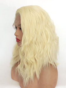 14" French Vanilla Blonde Wavy Lace Front Wig 443