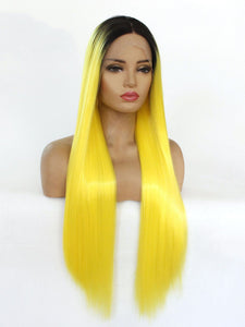 Rooted Yellow Lace Front Wig 437