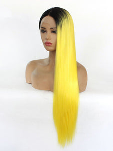 Rooted Yellow Lace Front Wig 437