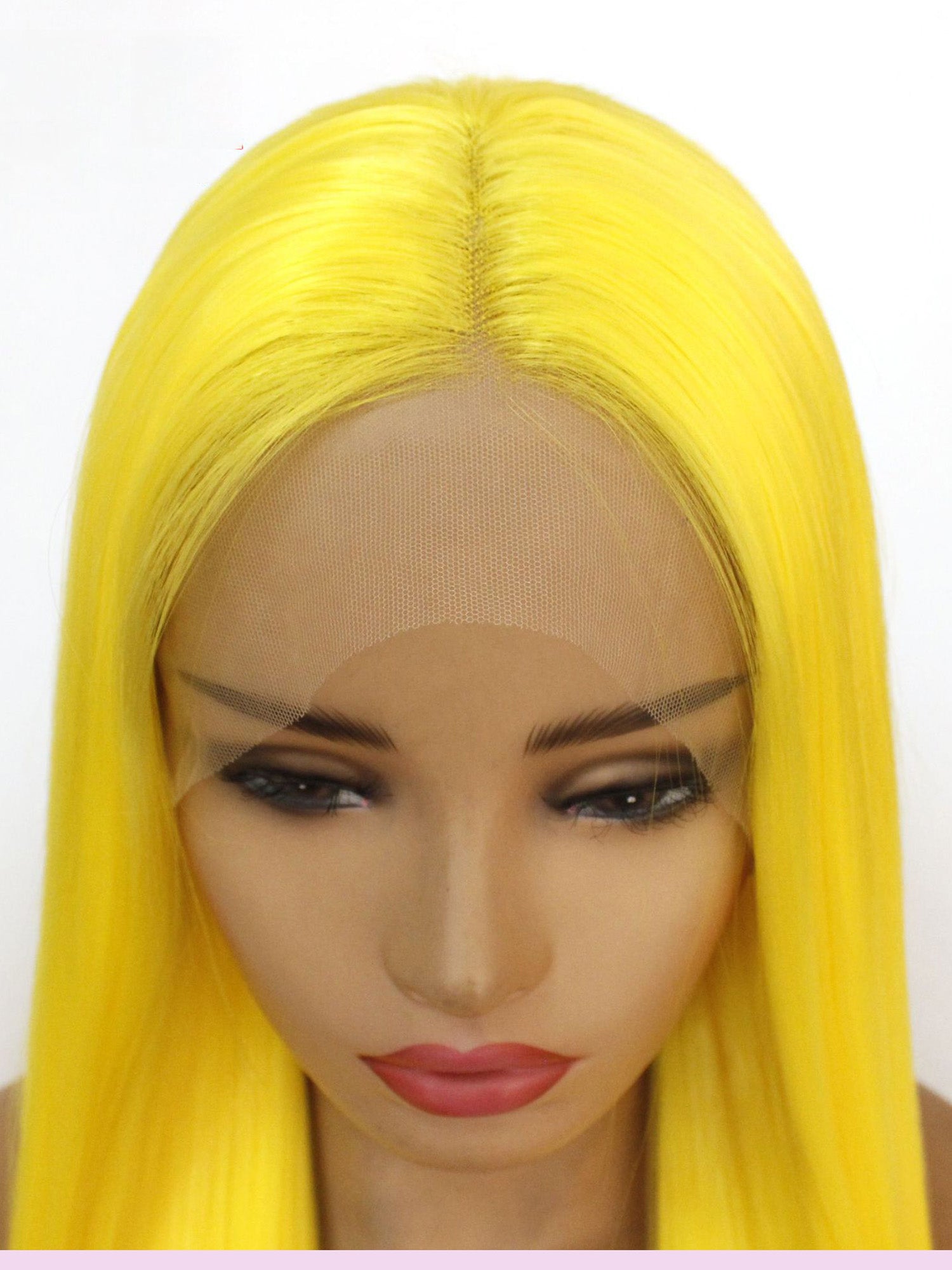 Angle Lucky Yellow Lace Front Wig Synthetic Long Lemon Yellow Natural Wavy  Free Part Wig Synthetic Heat Resistant Fiber Cosplay Makeup Wigs for Women