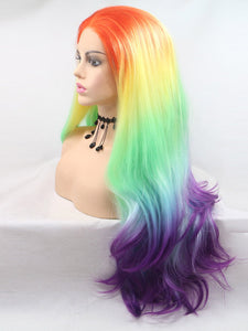 Rainbow Wavy Lace Front Wig 474
