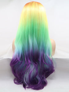 Rainbow Wavy Lace Front Wig 474