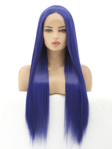 26" Navy Blue Lace Front Wig 439