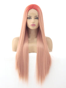 26" Rooted Pink Lace Front Wig 487