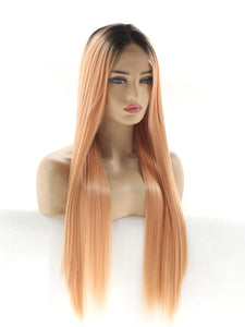 Rooted Melon Orange Lace Front Wig 610