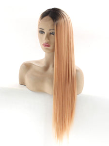 Rooted Melon Orange Lace Front Wig 610