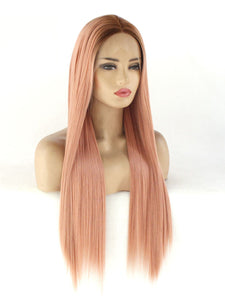 26" Rooted Pink Lace Front Wig 512