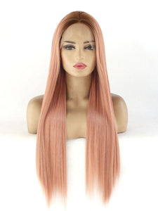 26" Rooted Pink Lace Front Wig 512