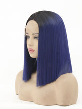 Load image into Gallery viewer, 10&quot; Rooted Blue Bob Lace Front Wig 525