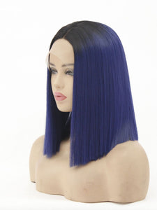 10" Rooted Blue Bob Lace Front Wig 525
