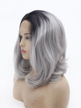 Load image into Gallery viewer, 14&quot; Rooted Gray Wavy Lace Front Wig 506