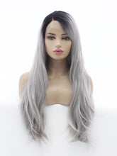 Load image into Gallery viewer, 26&quot; Rooted Gray Wavy Lace Front Wig 488