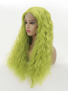 Mustard Green Wavy Lace Front Wig 477
