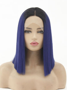 10" Rooted Blue Bob Lace Front Wig 525