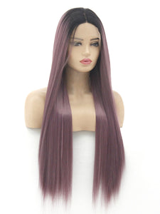 26" Rooted Dusty Purple Lace Front Wig 522
