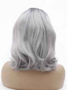 14" Rooted Gray Wavy Lace Front Wig 506
