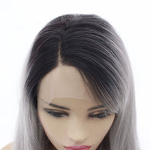 Load image into Gallery viewer, 26&quot; Rooted Gray Wavy Lace Front Wig 488