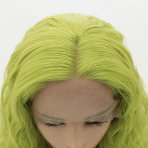 Mustard Green Wavy Lace Front Wig 477