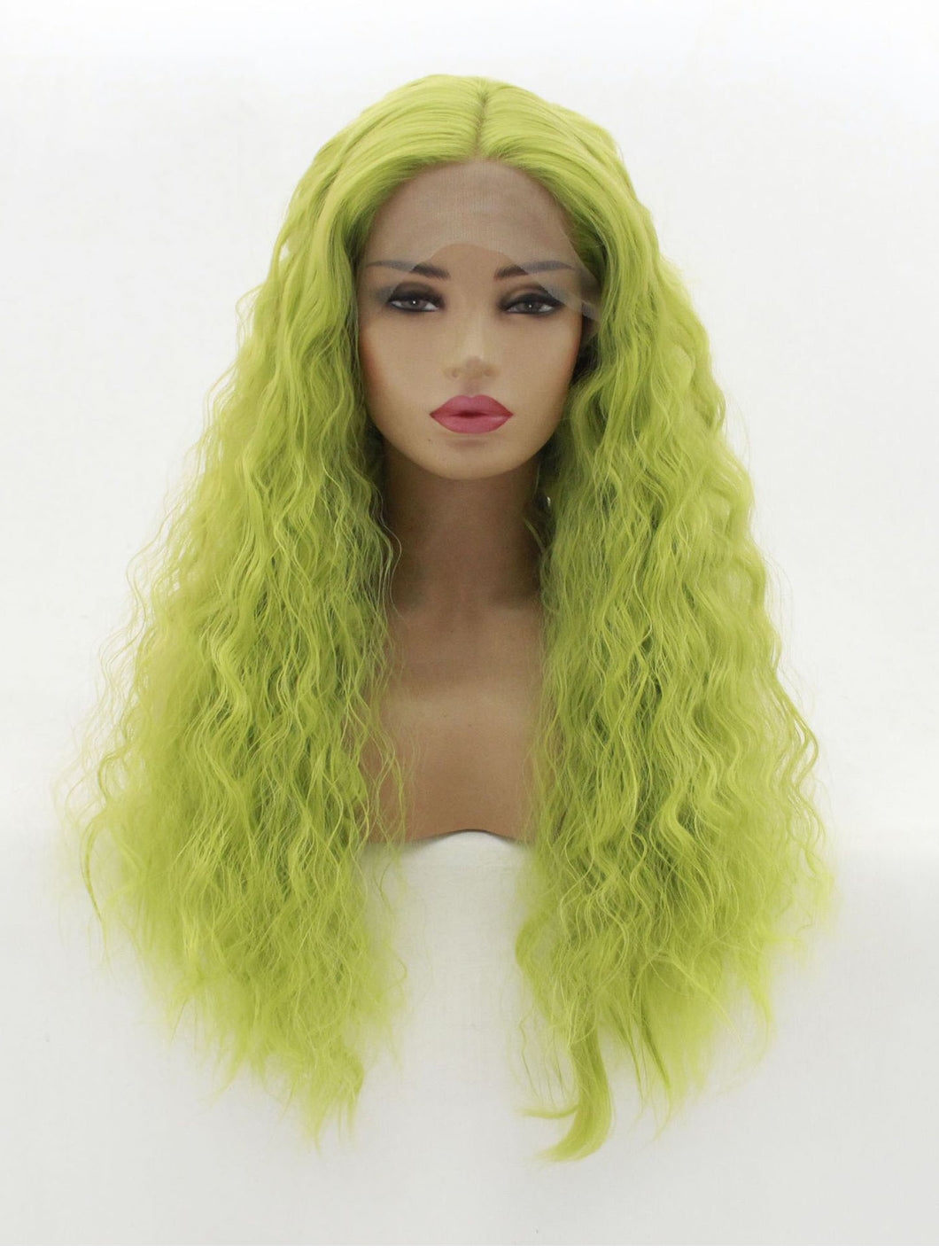Mustard Green Wavy Lace Front Wig 477