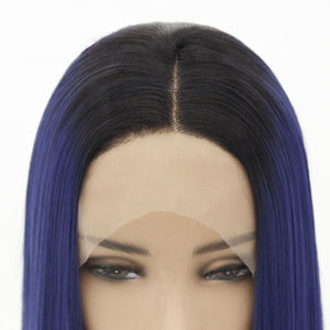 10" Rooted Blue Bob Lace Front Wig 525