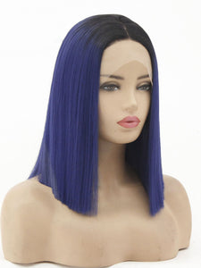 10" Rooted Blue Bob Lace Front Wig 525