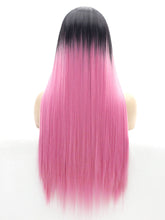 Load image into Gallery viewer, 26&quot; Black Root Pink Lace Front Wig 526