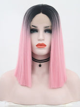 Load image into Gallery viewer, Black Root Sweet Pink Bob Lace Front Wig 037