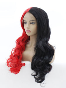 26“ Half Red Half Black Lace Front Wig 534